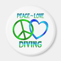 Peace Love DIVING magnets