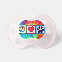 Peace, Love, Dog; Pawprint Baby Pacifiers