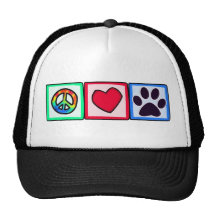 Peace, Love, Dog; Pawprint Hats