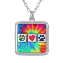 Peace, Love, Dog; Pawprint Personalized Necklace