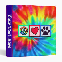 Peace, Love, Dog; Pawprint Vinyl Binders