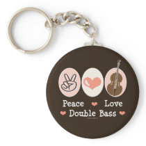 Peace Love Double Bass Key Chain
