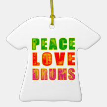 Peace Love Drum Christmas Tree Ornaments
