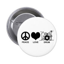 Peace Love Drum Pinback Buttons