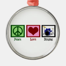 Peace Love Drums Christmas Ornaments