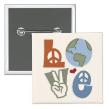 Peace Love Earth Magnet Button