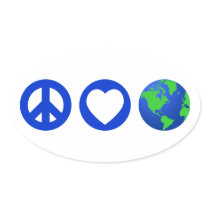 Peace Love Earth Oval Stickers