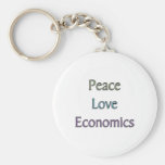 Peace, Love, Economics Keychain
