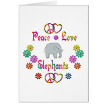 PEACE LOVE ELEPHANTS GREETING CARD