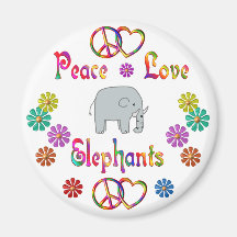PEACE LOVE ELEPHANTS REFRIGERATOR MAGNET