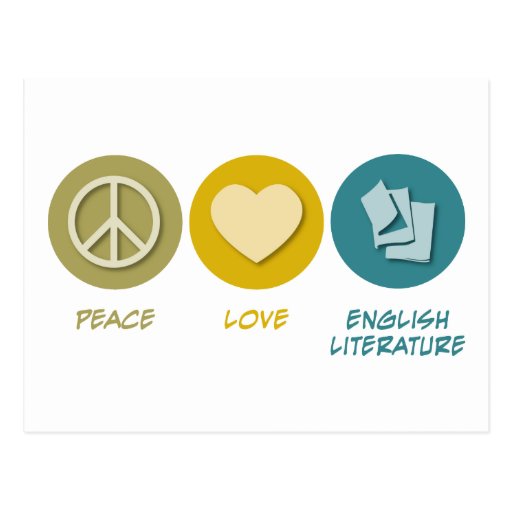 Peace Love English Literature Post Cards