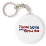 Peace Love Evolution keychains