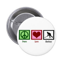 Peace Love Field Hockey Pinback Button
