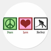 Peace Love Field Hockey Round Stickers