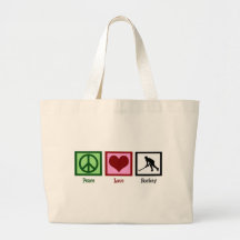 Peace Love Field Hockey Tote Bags