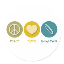 Peace Love Flying Discs Round Sticker