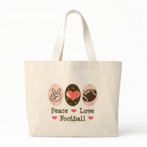 Peace Love Football Canvas Tote Bag