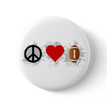 Peace Love Football Emblem Buttons