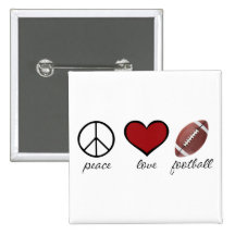 Peace Love Football Pinback Button