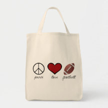 Peace Love Football Tote Bag