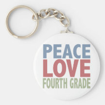 Peace Love Fourth Grade Keychains