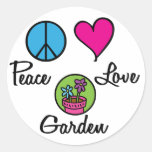 Peace Love Garden Round Stickers