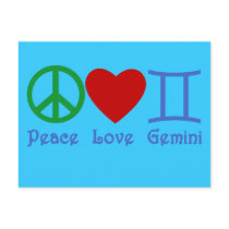 Peace Love Gemini Astrological Design Post Cards