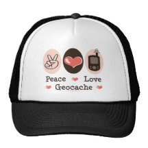Peace Love Geocache Trucker Hat