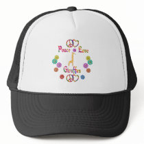 PEACE LOVE GIRAFFES TRUCKER HAT