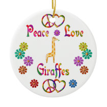PEACE LOVE GIRAFFES CHRISTMAS TREE ORNAMENT