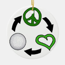Peace, Love & Golf Ornaments