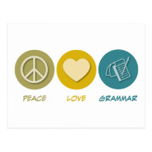 Peace Love Grammar Post Card