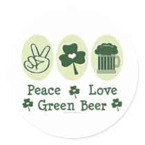 Peace Love Green Beer Stickers