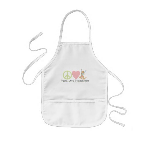 peace love gymnastics blonde aprons