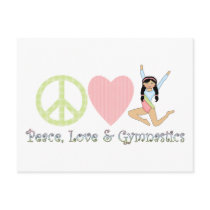 Peace Love Gymnastics Dark Hair Postcards