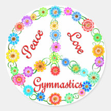 Peace Love Gymnastics Round Stickers