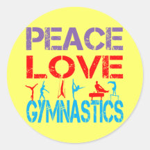 PEACE LOVE GYMNASTICS ROUND STICKERS