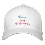 Peace, Love, Happiness-Embroidered-Hat