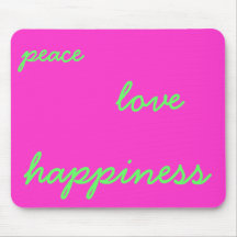 peace, love, happiness mouse mats