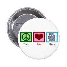 Peace Love Hippos Button
