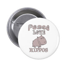 Peace Love Hippos Buttons