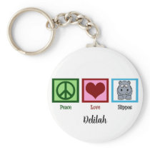 Peace Love Hippos Keychain