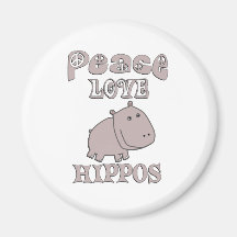 Peace Love Hippos Magnet