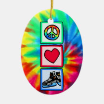 Peace, Love, Hockey Christmas Tree Ornament