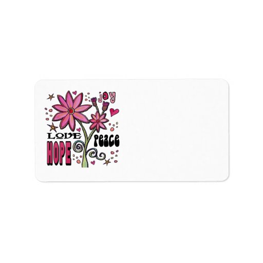 Peace Love Hope and Flowers Address Label