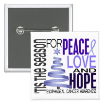 Peace Love Hope Christmas Esophageal Cancer Button