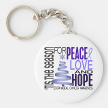 Peace Love Hope Christmas Esophageal Cancer Keychain
