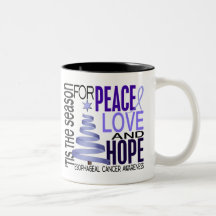 Peace Love Hope Christmas Esophageal Cancer Mugs