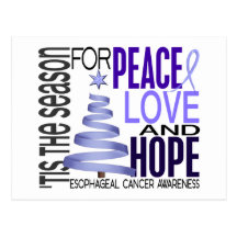 Peace Love Hope Christmas Esophageal Cancer Postcard
