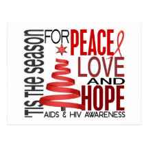 Peace Love Hope Christmas Holiday AIDS Postcard